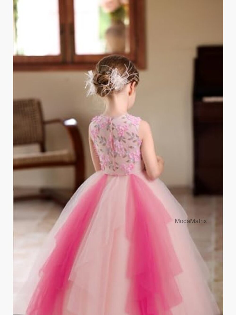 Flower Girl Dress Princess Pageant Tulle Gown Formal Occasion Sleeveless - Picture 6 of 7